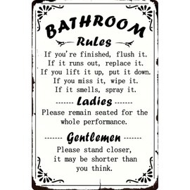 Funny Bathroom Rule Sign Please Flush & Stand Closer Bathroom Sign Wall Decor With Easy Install Tape Included Guest Bathroom Toilet Sign 12x8 in