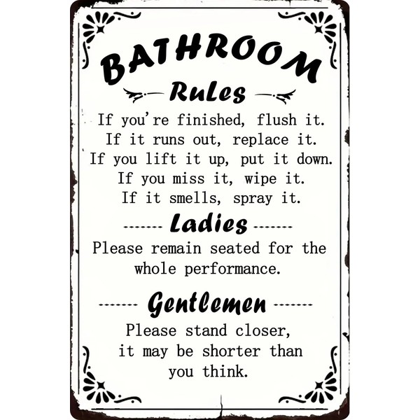 Funny Bathroom Rule Sign Please Flush & Stand Closer Bathroom