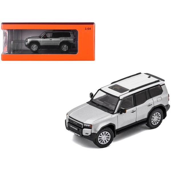 Prado 250 Silver Metallic with White Top 1/64 Diecast Model