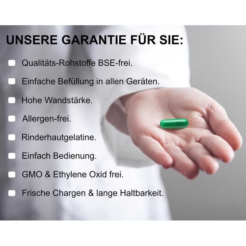 Empty Capsules Hard Gelatine HGK Size 1 Green (Tasteless) Empty