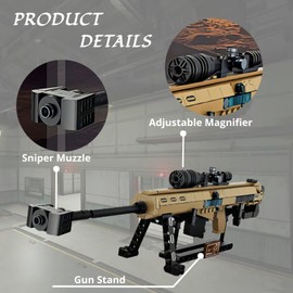 WULOBOOI Barrett Gun Building Blocks Set, 2 in 1 DIY Assembling Gun or Mech Model, 369 Pieces Bricks Collectible Military Weapon Toy Set Gift for Boys Adult or Firearm Fans