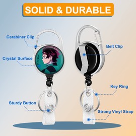 Akkya Badge Holder with Retractable Reel, Cute Cartoon Anime ID Name Tag Work Badge Clip Heavy Duty Vertical Card Protector Cover Case for Work Office Nurse Medical Student Teacher Women Men