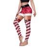 Roevite Women's High Waist Christmas Leggings Striped Reindeer Sknowflake Printed
