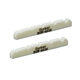 Guyker Bass Guitar Bone Nut - 5 String Flat Bottom Pre-Slotted Bone Nuts Replacement Parts Accessories for PB JB Precision Bass Jazz Bass Set of 2 White, 45x3.5x6mm BTW-4536