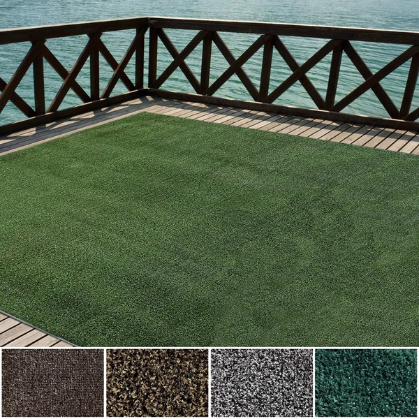 iCustomRug Indoor/Outdoor Turf Rugs and Runners in Green 4'X10' Low Pile Artificial Grass with Bound Pre-Finished Edges - Available in Many Other Sizes and Widths