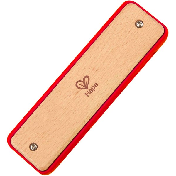 Hape Blues Harmonica | 10 Hole Wooden Musical Instrument Toy for Kids, Red