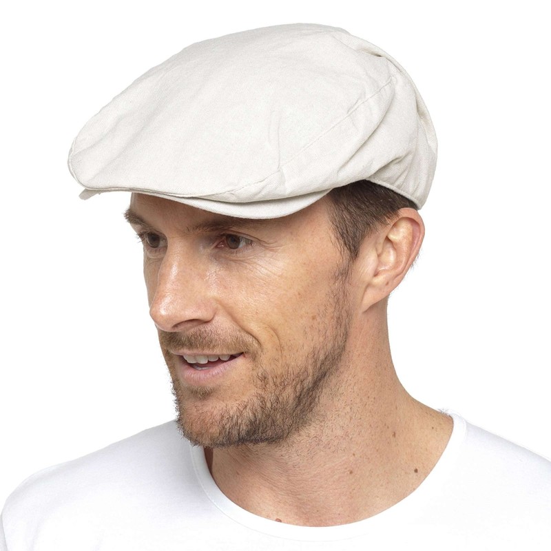 Thingimijigs Men's Lightweight Linen Blend Classic Flat Cap Summer Hat