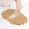 YIRDDEO Bath Mat Khaki Oval Rug with Pom Bathroom Rugs