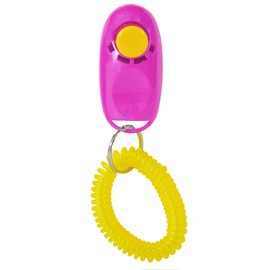 AKORD Animal Dog Cat Puppy Kitten Training Clicker Obedience Aid Plus Wrist Strap, Pink