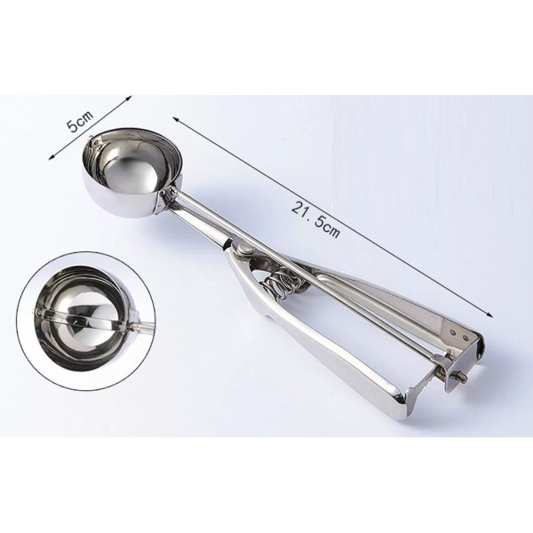Unbranded 4/5/6cm Stainless Steel Spring Handle Ice Cream Mashed Potato