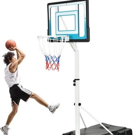 DWVO Basketball Hoop, Portable Basketball Hoop Outdoor, Easy Adjustable Pool Basketball Hoops & Goals for Indoor or Outdoor - Color: White & Blue
