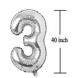 Silver 30 Number Balloons Big Giant Jumbo Large Number 30 Foil Mylar Balloons for Women Men 30th Birthday Party Supplies 30 Anniversary Events Decorations-40 inch