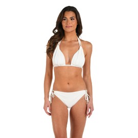 La Blanca Women's Island Goddess Halter Triangle Swimsuit Top & Hipster Swimsuit Bottom, Ivory, 8