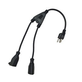 Power Cord Extension Y Splitter 1 to 2 Way Outlet Adapter 18AWG (2)