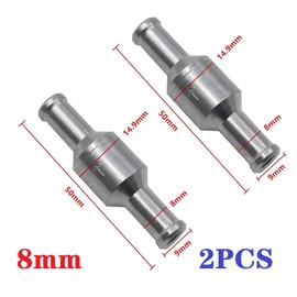MiJunHD 2PCS 8mm One Way Aluminium Fuel Valve, Non Return Check Valve Suitable for Petrol Diesel Oil Water,for Car Carburettor Low Pressure Systems
