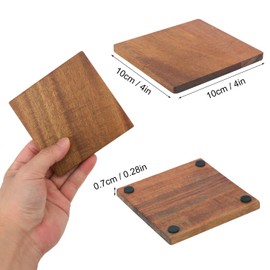 Geytetqi 20 Pieces Unfinished Wood Coasters with Non-Slip Silicon Dots - 4 x 4 Inch Square Wooden Coasters for Crafts, Acacia Wood Drink Coasters for DIY, Engraving, Table Decor