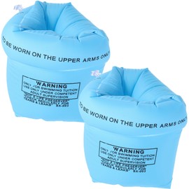Arm Bands, 2 Pairs Inflatable Swimming Armbands Thickened Float Roll up Sleeves for Children Adult Kids Learning Swimming Floats Pool Arm Bands Float Ring (Blue)