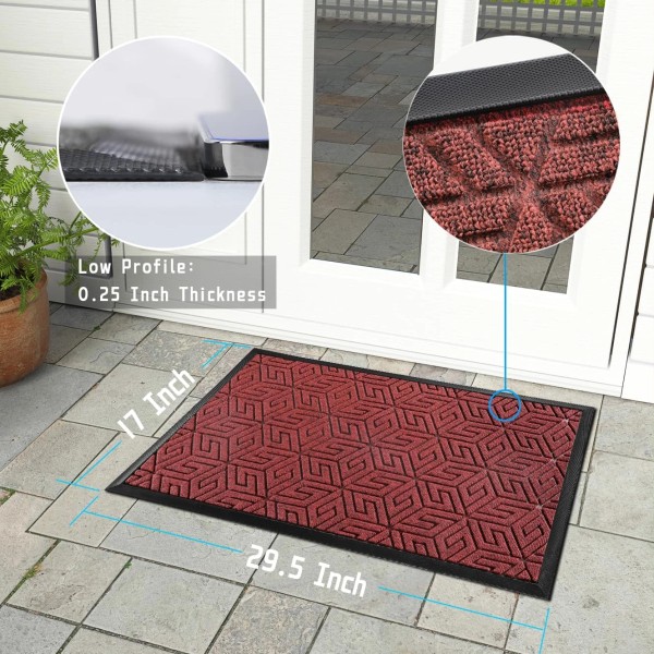Front Door Mat Outside Entrance 17x29.5, Waterproof All-Season Weather Doorma...