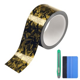 Lypumso Gloss Forged Carbon Fiber Vinyl Wrap Tape 2" x 30ft - with Tool Kit for Chrome Delete, Door Sill Protector, Car Trim Blackout DIY Auto Detailing (Yellow)