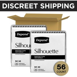 Depend Silhouette Adult Diapers, Incontinence & Postpartum Bladder Leak Underwear for Women, Maximum Absorbency, Medium, Black, 56 Count (2 Packs of 28), Packaging May Vary