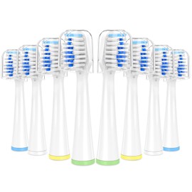 Oralphi 8 Pack Toothbrush Replacement Heads for Waterpik Sensonic Complete Care CC-04CD010-1, and for Waterpik Sensonic Electric Toothbrush STW-03W020/STW-03W027, with Cover for White STWB-3WW-B