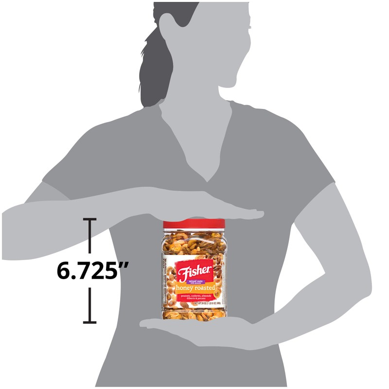 Fisher Snack Honey Roasted Mixed Nuts with Peanuts, 24 Ounces,