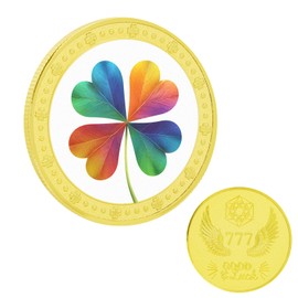 Lucky Coin, Four Leaf Clover Good Luck Token, Pocket Lucky Medal Charm Gift, Lottery Ticket Scratcher Tool