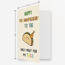 OJsensai Nice 9th Taco Anniversary Card, Funny Pottery Gifts for Husband Anniversary, Happy 9 Year Anniversary for Him