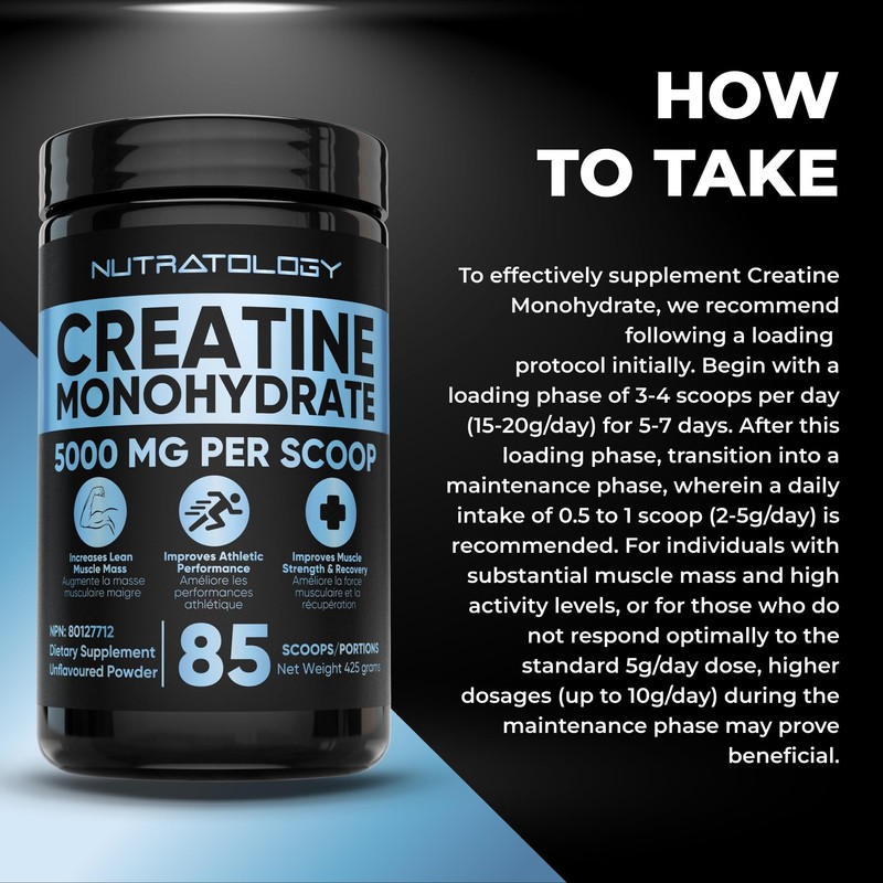 Creatine Monohydrate Powder 425g - For Increased Muscle Growth &
