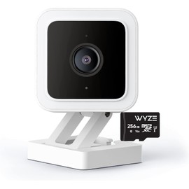 Cam V3 Smart Home Security Camera, Indoor/Outdoor Use, 1080p Plug-in, Color Night Vision, Motion Detection, Two Way Audio, Compatible with Alexa, Google Assistant, 256GB SD Card