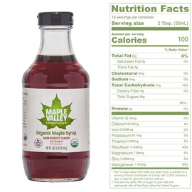 Maple Valley 16 oz. Organic Maple Syrup - Grade A Dark & Robust in Glass Decanter