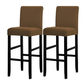 LANSHENG Chair Covers, Bar Stool Cover with Backrest, Set of 2 Covers for Bar Stools, Stretch, Washable Bar Stool Cover, Suitable for Bar Stools with Short Backrest, Brown