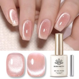 Born Pretty Magnetic Gel Nail Polish Jelly Cat Magnetic Eye Gel Polish Crystal Transparent Auroras Nail Gel for Salon Home DIY Manicure Use