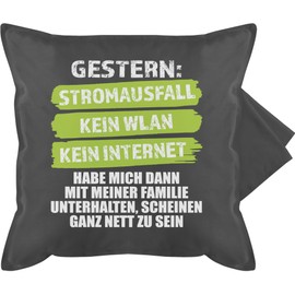 Shirtracer Cushion Cover – Gaming Cushion – Yesterday Power Outage No WiFi No Internet I Gamer Gift Funny – 50 x 50 cm – Grey – Joke Gaming Cushion Cover Gamer Cushion Covers
