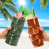 ZEAYEA Set of 4 Tiki Mugs, Large Ceramic Hawaiian Party