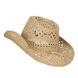 e4Hats.com Solid Color Straw Cowboy Hat - Natural OSFM