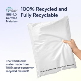 SMART 14.5x19 Recycled Poly Mailers - 100 Pack of White Eco-Friendly Packaging Mailing Bags | Recyclable & Sustainable, Cute & Stylish Small Business Supplies | 2.5 Mil Thick - 100 Pack