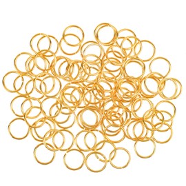 HUIHUIBAO 100 Pieces 10mm Open Jump Ring Metal Split Rings for Jewelry and Crafts Making Wind Chimes Costuming Ornaments (Gold)
