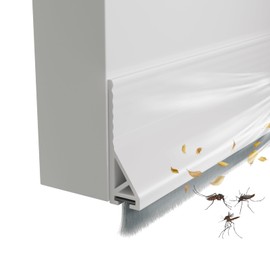 cuysfead 39" Door Draft Stopper for Bottom of Door with Brush,Strong Adhesive Under Door Sweep for Exterior & Interior,Soundproof Door Gap Filler Bottom Seal Dust Blocker and Noise Stopper,White