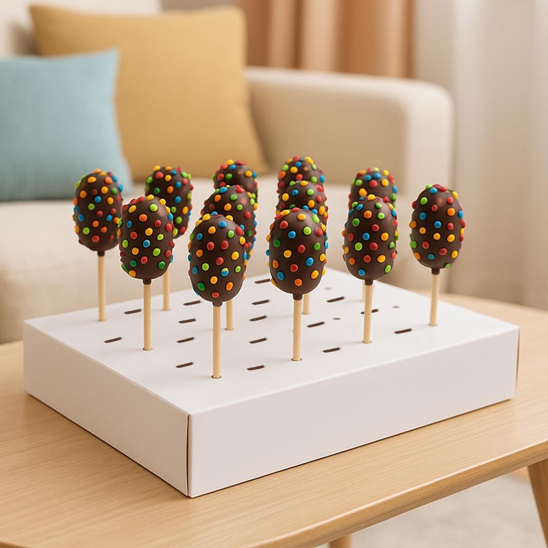 BOHUIZ 12Pcs Portable Cake Pop Holder Boxes, White Candy Boxes