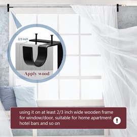 4 Pack Curtain Rod Bracket No Drill Curtain Rod Holder Heavy Duty Curtain Rod Hooks for 1 to 1-1/5 inch Drapes Rod, Curtain Rod Hangers Bracket Tap Right Into Window Frame