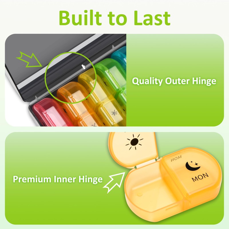 Fullicon Large Capacity Pill Organizer, Secure Pill Case with Durable
