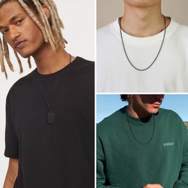 VNOX - Collar de cadena con etiqueta de perro – Cadena de acero inoxidable militar para hombres y mujeres, collar de bolas de 20-30 pulgadas, no aplicable