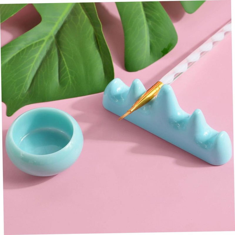 SAFIGLE 1Set Nail Brush Wash Cup with Nail Holders Durable