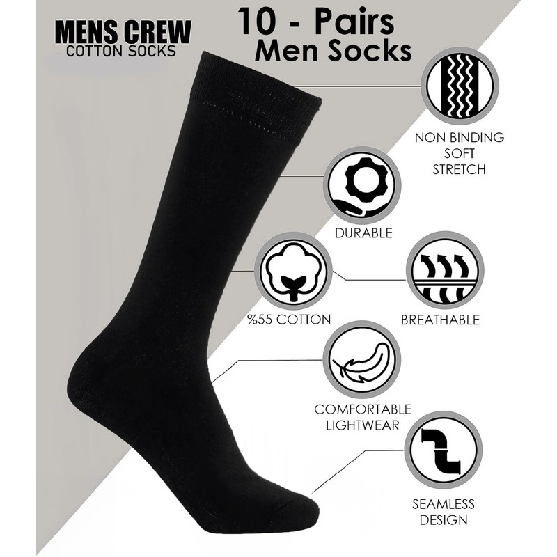 GetSocks Men Socks -10 Pairs- Seamless Toe Men’s Socks, Reinforced