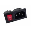IEC Socket C-14 10A/250V, with Replaceable Red 4Pin LED Switch