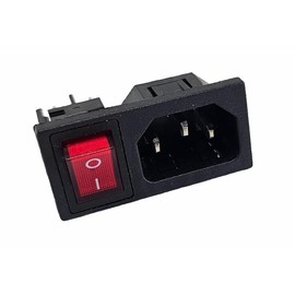 IEC Socket C-14 10A/250V, with Replaceable Red 4Pin LED Switch 6A/250V