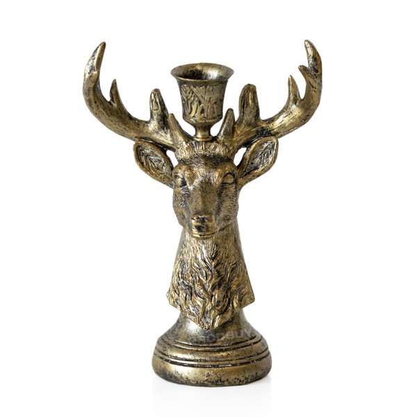 Stag Head 20cm Resin Candlestick