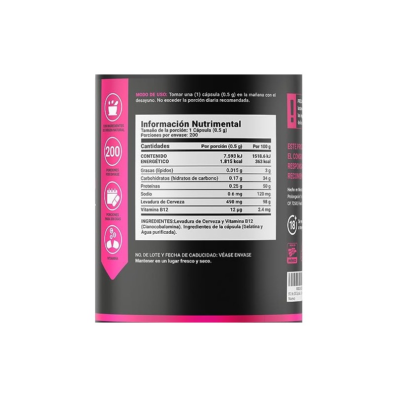 B Life Vitamina B12 y Levadura de Cerveza con 200