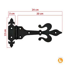 MORIA DESIGN Cross Hinges 2.5 x 240 x 130 mm | Hinges for Shutters, Garden Gates, Tool Sheds, Children's Houses, Garden Smokers, Garden Sheds, Powder Coated, Black